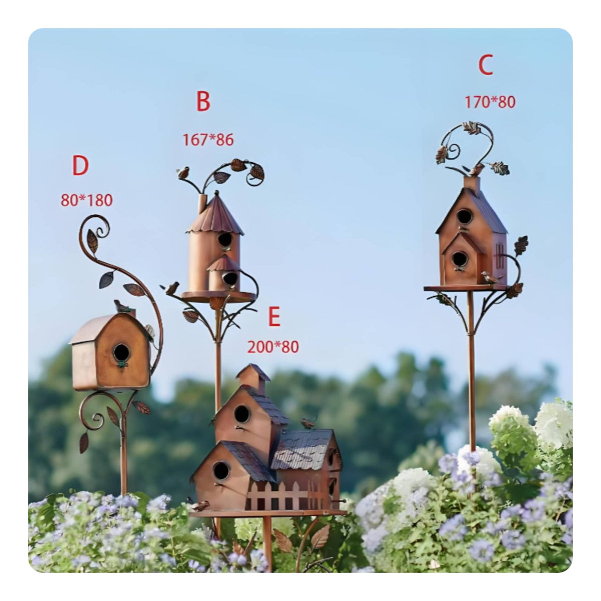 Metal Birdhouse Feeder Decorative Metal Bird Feeder Stake Easy to Display