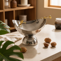 Pedestal Fruit Bowl Metal Fruit Tray Semicircular for Cafe