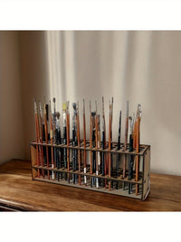 Detachable Wooden Brush Holder for 67 Brushes, Wall-Mounted
