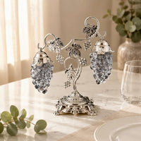 Ornate Fruit-Cluster Jar Metal Lid House Decoration Elegant