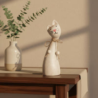 2 Pieces Couple Feline Statue Handmade Look Feline Couple Ornaments Romantic