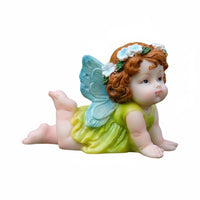 Resin Angel Figurine Colorful Flower Angel Statue Weather Resistant for Desktop