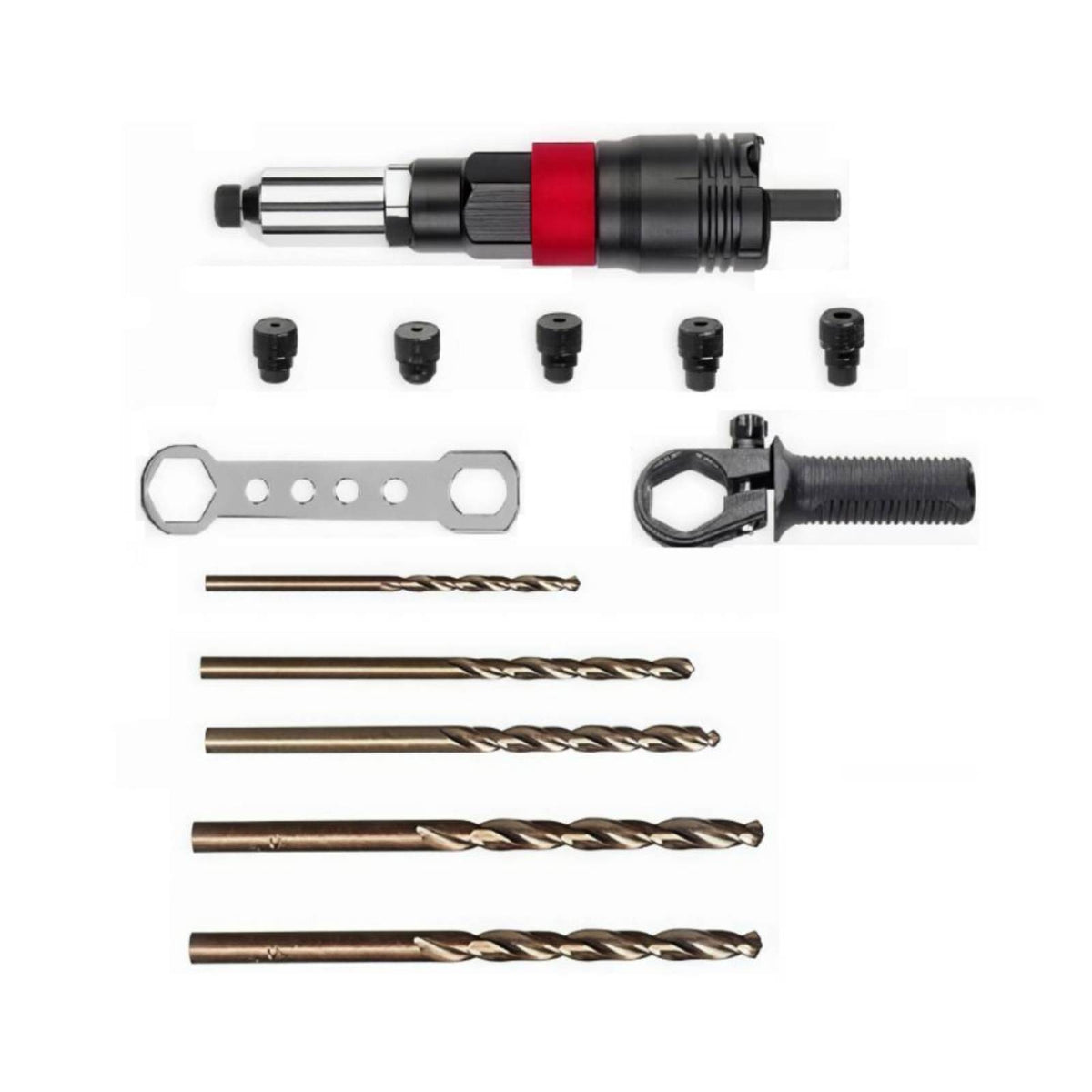 Interchangeable Electric Rivet Adapter Knurled Rivet Adapter with Handle Long-Lasting Riveter Labor-Saving for Handymen, Workshop, Garage
