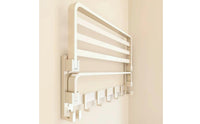 Folding Washroom Shelf with Towel Bar Advanced Aluminum Alloy Foldable Towel Rack with Hooks Rustproof for Restroom