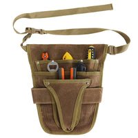 Cross-border Waxed Canvas Tool Waist Bag, Multi-functional for Carpenter, Electrician, Outdoor Gardening Work, Durable