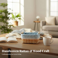 Woven Basket with Liner Handwoven Household Storage Decorative for Office, Women