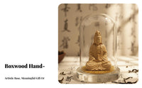 Souvenir Gift Boxwood Buddha Carving Carved Guanyin Statue for Collectors, Buddhists, Living Room, Personal Altar, Office Desk
