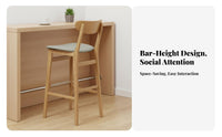 Four-Legged Wooden Stool Minimalist Bar Height Design Height Seating Long-Enduringing Construction Ergonomic Backrest
