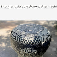 Stone-Look Resin Patio Stool Set, Waterproof, Garden Decor