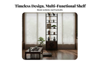 Chinese design aesthetic Design Asymmetrical Curio Cabinet Floor-Standing bookshelf Multi-Tier design Storage Furniture Minimalist Aesthetic for Tea aficionados, Book Lovers, Collectors, Living Room, Home Office, Bedroom, Playroom