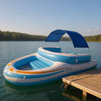 Inflatable Boat Raft Backrest PVC Buoyant Vessel Boat Heavy Duty PVC Raft Raised Seat Water Craft Grab Handles