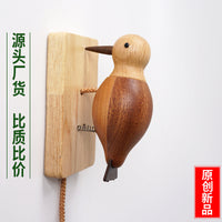 Wooden woodpecker跨境新品创意乔迁礼物木质复古敲门器挂件门铃