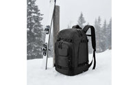 Ski Helmet and Footwear Bag Water Resistant 50L Ski Gear Backpack Snowboard Footwear Backpack Waterproof Ergonomic Rear Panel