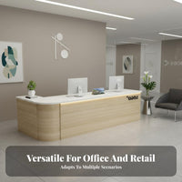 Modern Reception Desk Wide Countertop Modern Front Counter Table Sturdy Construction Company Front Desk Table for Cashiers, Retail Store, Lobby, Cafe