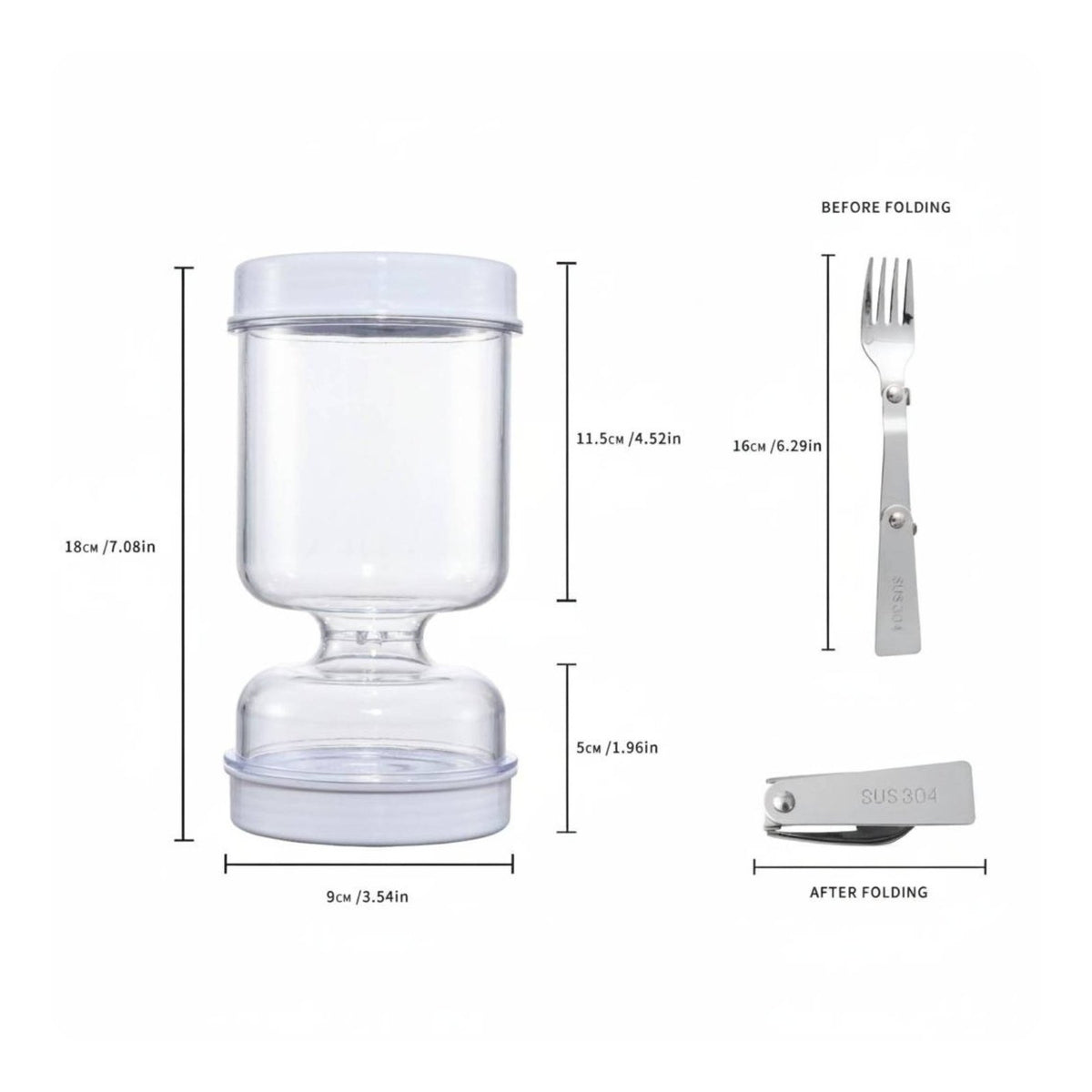 Dry Wet Separation Jar Sealed Kimchi Container with Fork Airtight Seal