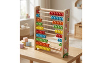 Educational Wooden Abacus Tabletop Abacus with 10 Rows Tactile Rekenrek Sturdy for Preschoolers, Homeschool, Playroom