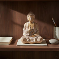 Wood Grain Buddha Ornament Chinese Design Home Decor Serene Design for Tea Room