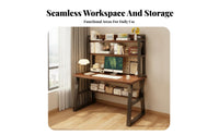 Desk with Bookshelf Writing Desk with Drawers Multi-functional Study Table Engineered Wood Stable Construction Suitable for Students Bedroom Dorm Room