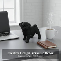 Finely Detailed Resin Pug Model Vivid Details Pug Dog Figurine Fine Craftsmanship for Display Cabinet, Bookshelf