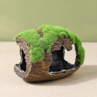Mossy Aquarium Barrel with Foliage Resin Aquarium Barrel Lifelike Aquatic Creature Hideout Decorative for Shrimp