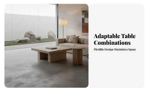 2 Pieces Wabi-Sabi Design Two-Piece Coffee Table Set Luxury Feel Nesting Block Tables Minimalist aesthetic Living Room Furniture Space-Saving for Homeowners, Interior Designers, Apartment Dwellers, Small Spaces, Lounge Area, Office, Bedroom