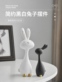 办公室客厅电视柜酒柜装饰树脂工艺品高级简约现代兔子桌面小摆件