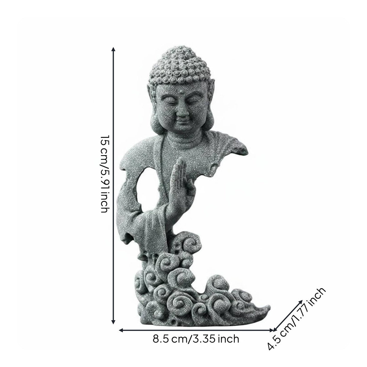 Buddha Head Statue Artistic Display Stone Buddha Decor Artisan-Made for Tea Room