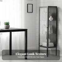Narrow Fluted Glass Cabinet Lively Color choices Display Case Transparent Doors