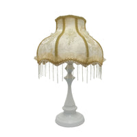 Fringe Table Lamp Scalloped Floral Table Lamp Light Fixture Vintage Romantic for Women, Bedroom, Vanity