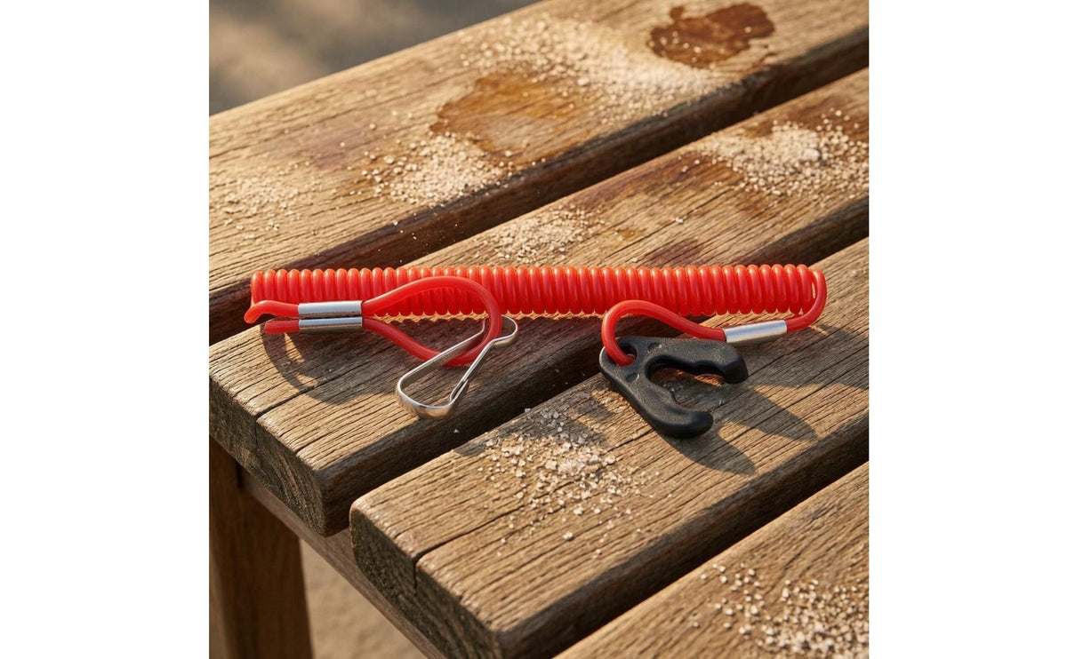 Coiled Outboard Engine Kill Switch Cord Spiral Elastic Engine Kill Switch Lanyard Red Outboard Engine Lanyard