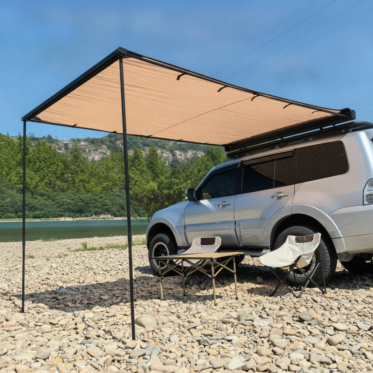 Car Side Awning Freestanding Vehicle Awning Vehicle Shelter with Sunshade Sturdy Car Camping Tent Long-Lasting for Campers
