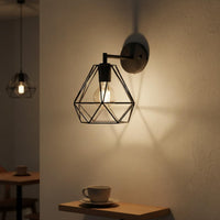 Rhombus Shape Light Shade Minimalist Metal Wire Lampshade Iron Art for Bar