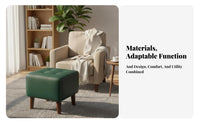 Tufted Cube Stool Multi-Purpose Square Tufted Pouf Stable Wooden Legs for Adults