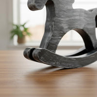 Wooden Rocking Horse Figurine Hand-Painted Finish for Desktop, Bedroom