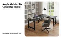 L-Shaped Desk with Hutch Integrated Shelving Office Furniture Space-Saving Ample Storage for Students, ptiers