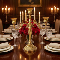 Ornate Candle Holder Elegant Design Rose Relief Candle Holder Shiny Finish