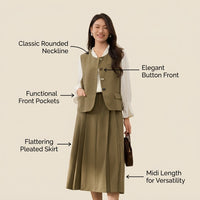Midi Skirt Two Piece Sets for Women with Sleeveless Vest Top, Matching Lounge for Office Wear and Work, Plus Size Available up to 6XL