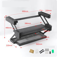 Pull-Lowering Shelf Foldable Folding Storage Rack 2-Tier for Kitchen