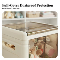 Collapsible Toy Bin with Wheels Foldable Storage Box Dust-Proof for Children