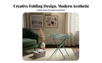 Folding Round Side Table Foldable Folding Outdoor Table Space Saving for Balcony