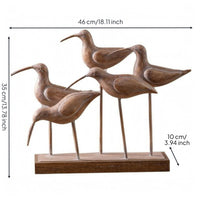 Wood Base Bird Ornament Rustic Metal Stem Bird Decor Distressed Room Decoration