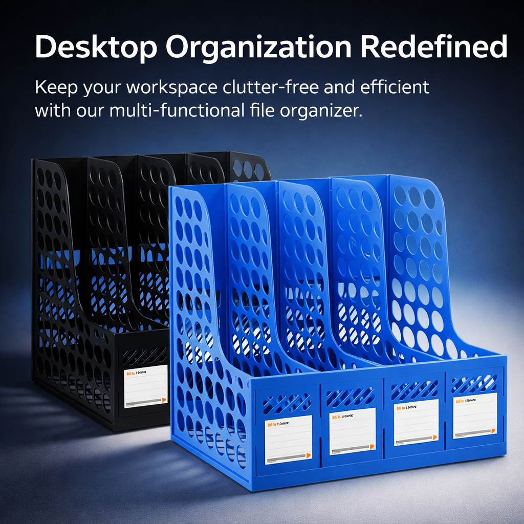 4 Tier Desktop File Organizer, Stackable Document Holder for Office Desk, Large Capacity Workstation Storage Rack, Thickened 4 Unit Set