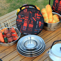 12 Pieces Camping Tableware Set Reusable Stainless Steel Mess Kit Easy to Clean Picnic Tableware Set for Picnics