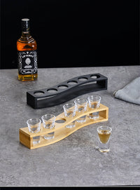 Bamboo Shot Glass Rack, Bullet Cup Holder, Double Row 12-Hole