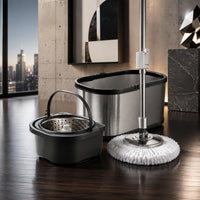 Stainless Steel Rotating Mop Easy to Clean Hands Mop Bucket Set Reusable Cleaning Tool for Home, Office