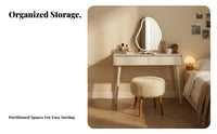 Dressing Table Set with Lighted Mirror Nordic design Bedroom Furniture space-saving Design Includes Matching Stool for Teens