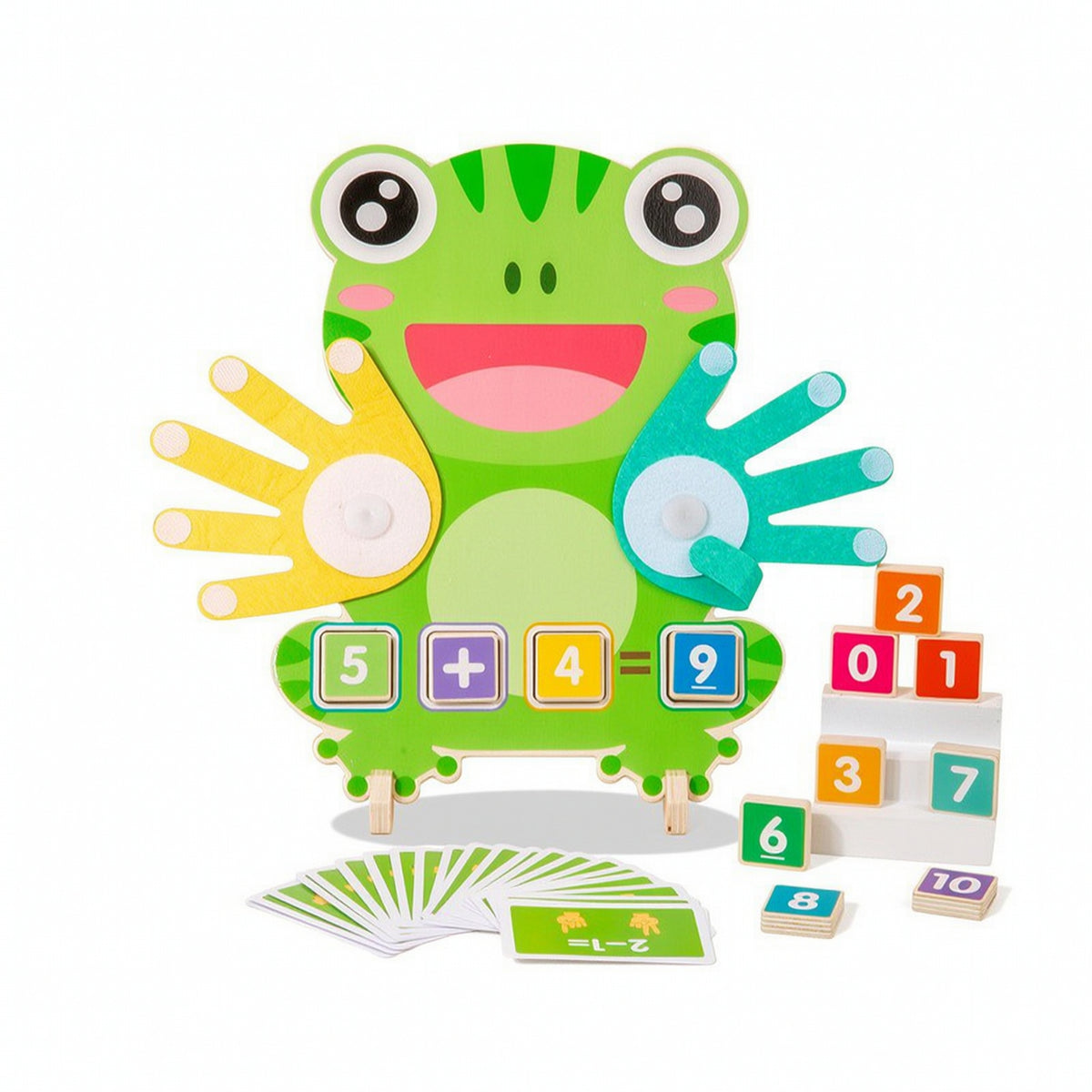Preschool Frog Math Board with Clock Stem Math Learning Game with Cards Stable Counting Game with Cards Safe for Preschoolers