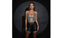 Cropped Top with Chains Lustrous Cropped Top Clothing for Women, Nightlife, Party