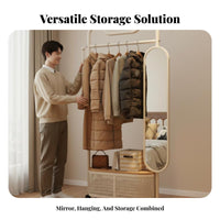 Rolling Coat Rack with Mirror comprehensive Design for Bedroom, Entryway, Adults