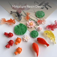 Koi Fish Lotus Leaf Resin Miniature Aquarium Decor